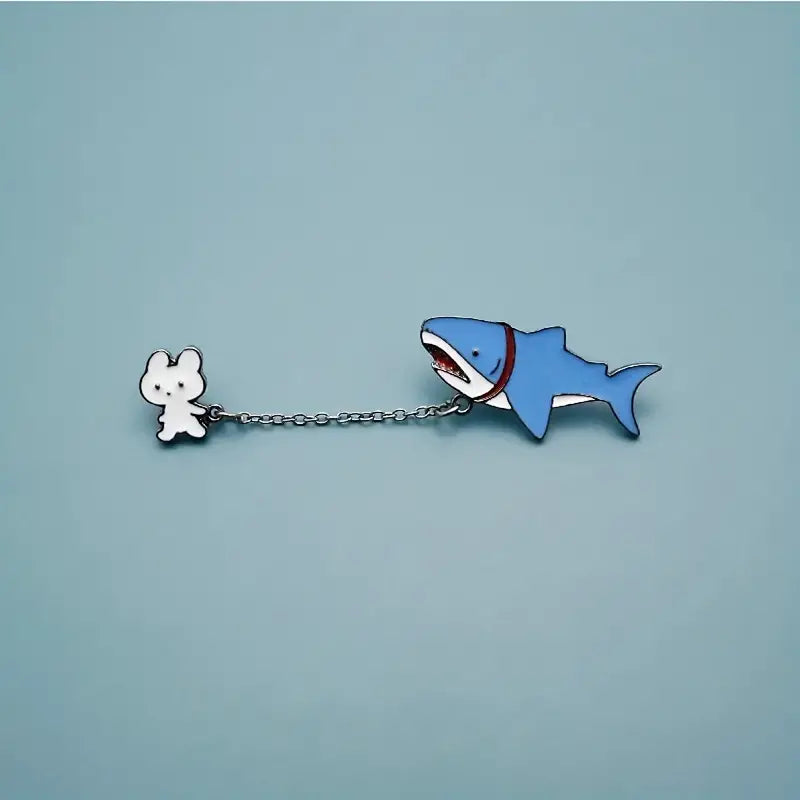 Rabbit & Shark Enamel Pin