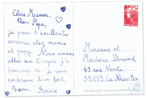 carte postale d'enfant pour papy et mamie