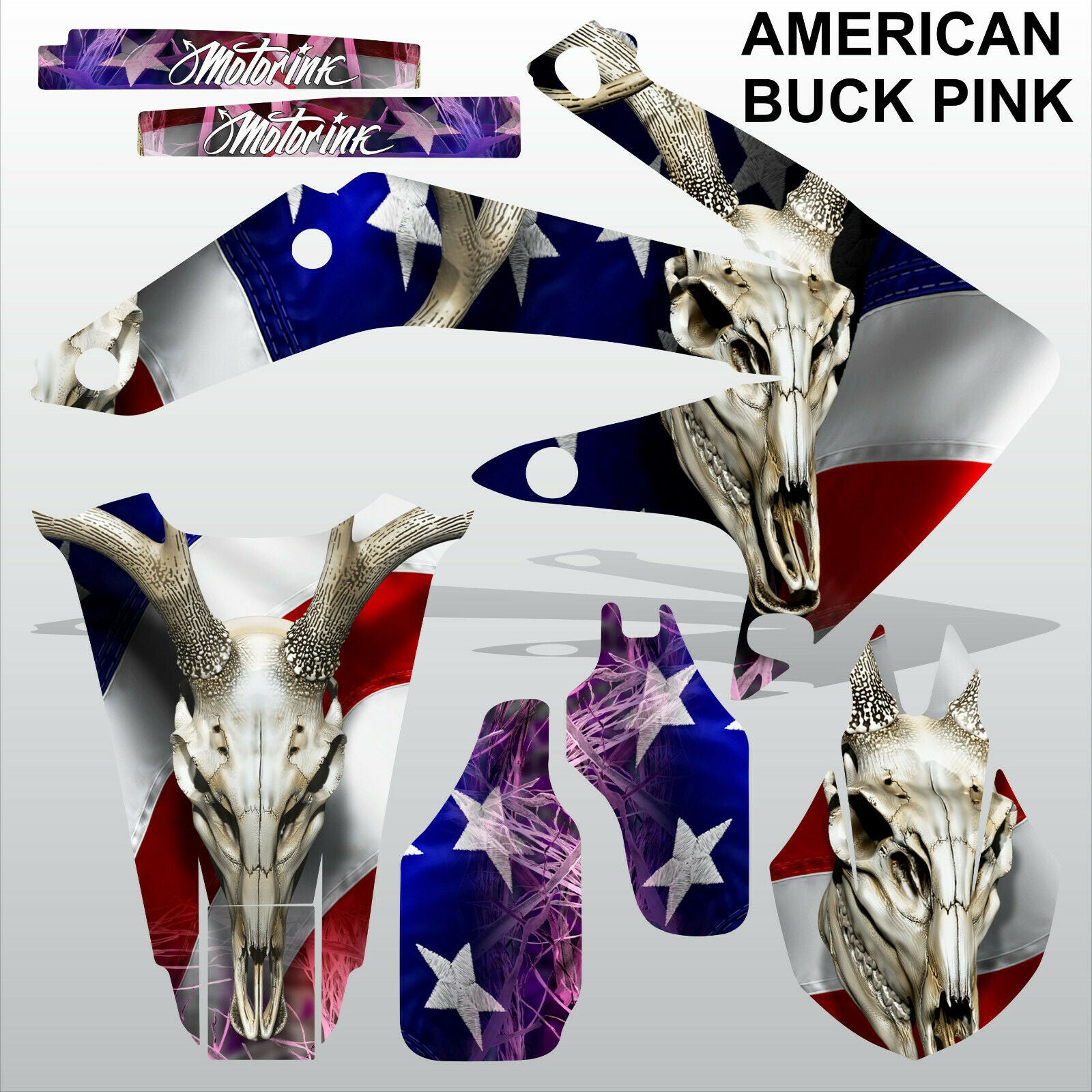 Honda CRF 450X 2005-2016 AMERICAN BUCK PINK motocross racing decals set MX kit