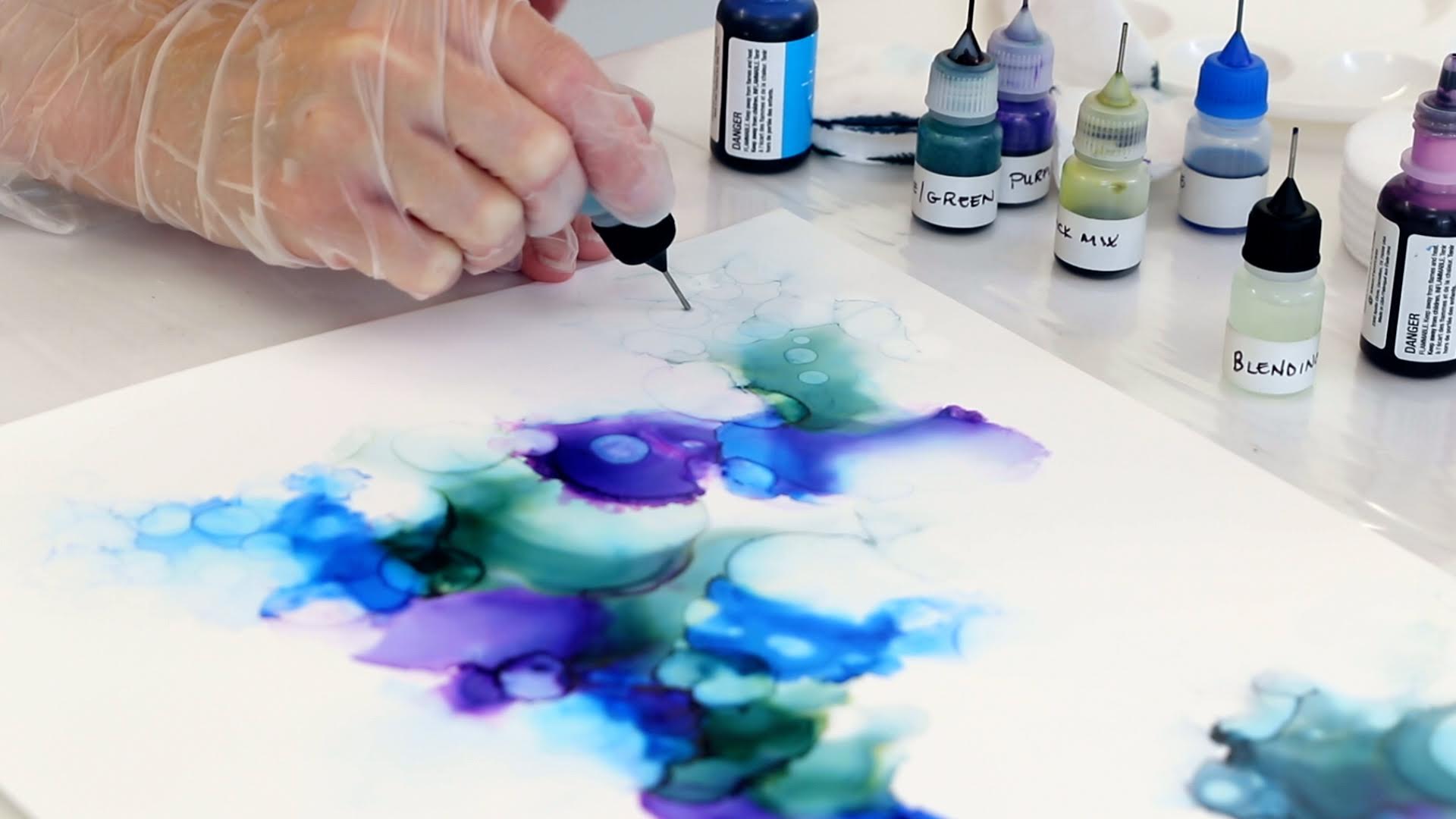 soften edges of alcohol ink with isopropyl alcohol