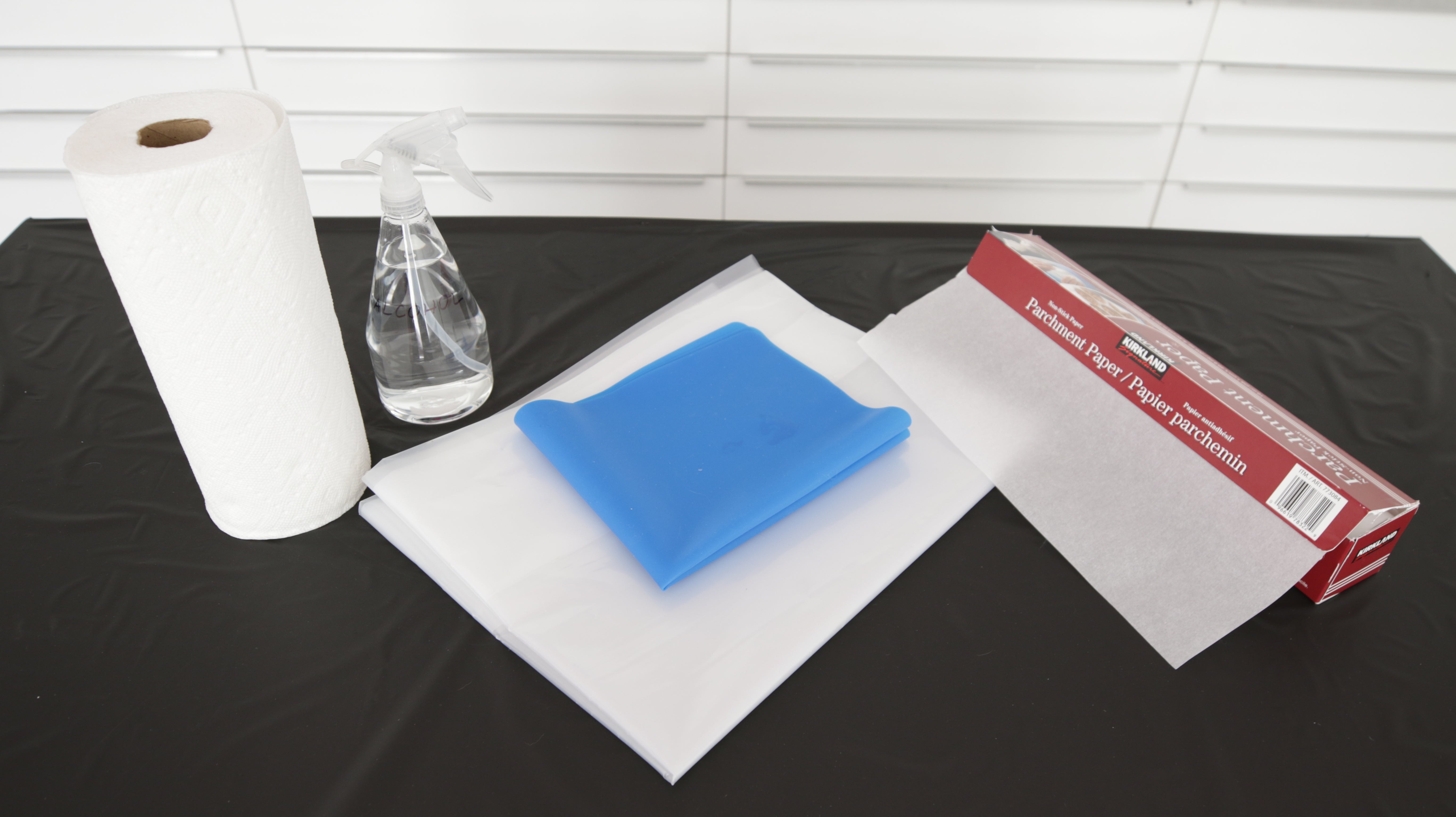 line your work surface with plastic, a silicone mat or parchment