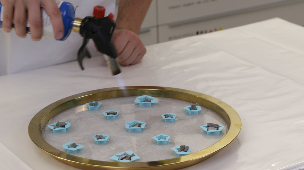 Make A Custom Resin Tray - torch over your design to remove any bubbles