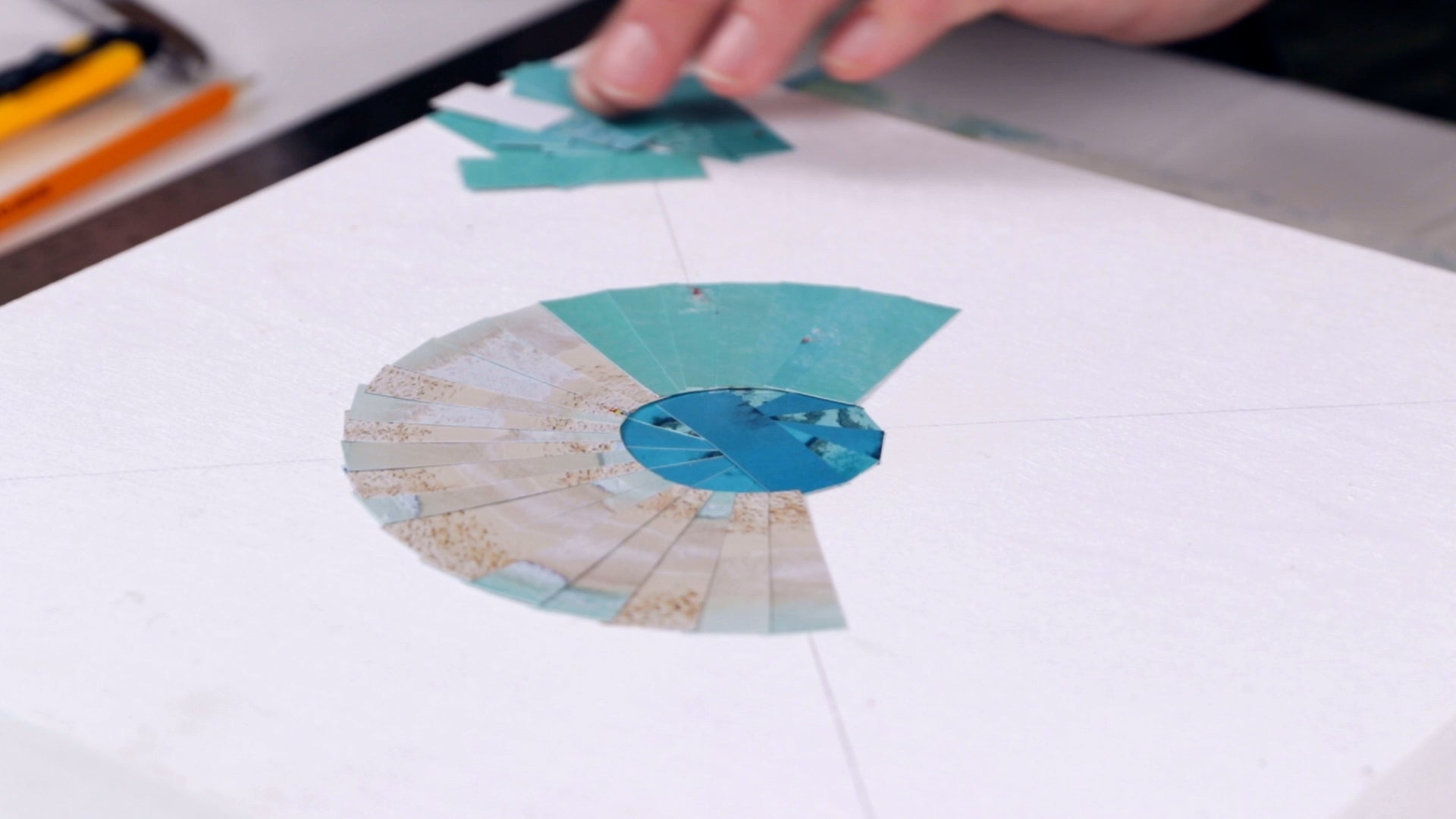 how to resin a paper collage: switch the pattern up to create visual interest