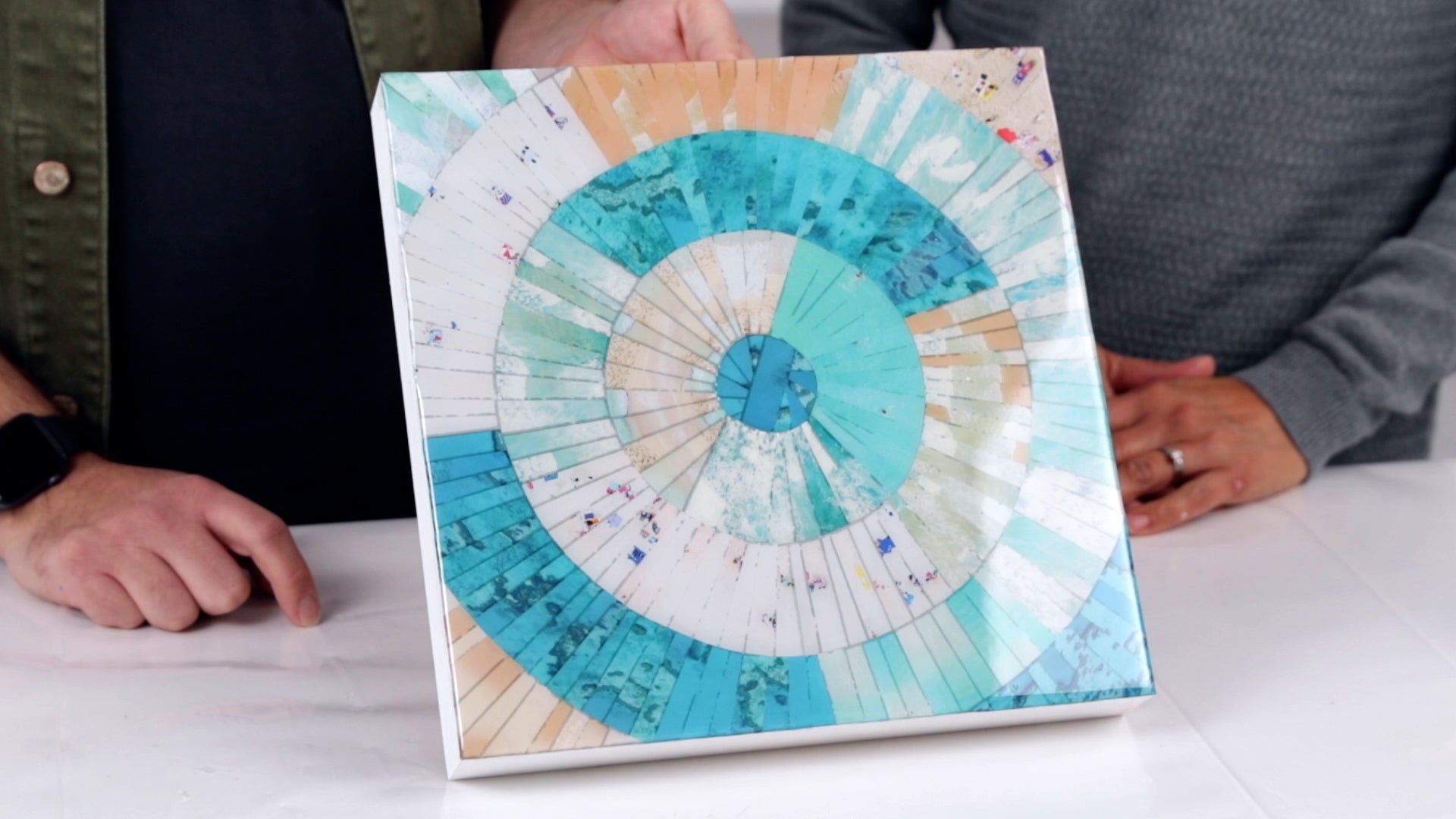 how to resin paper collage art:  admire the cured resin
