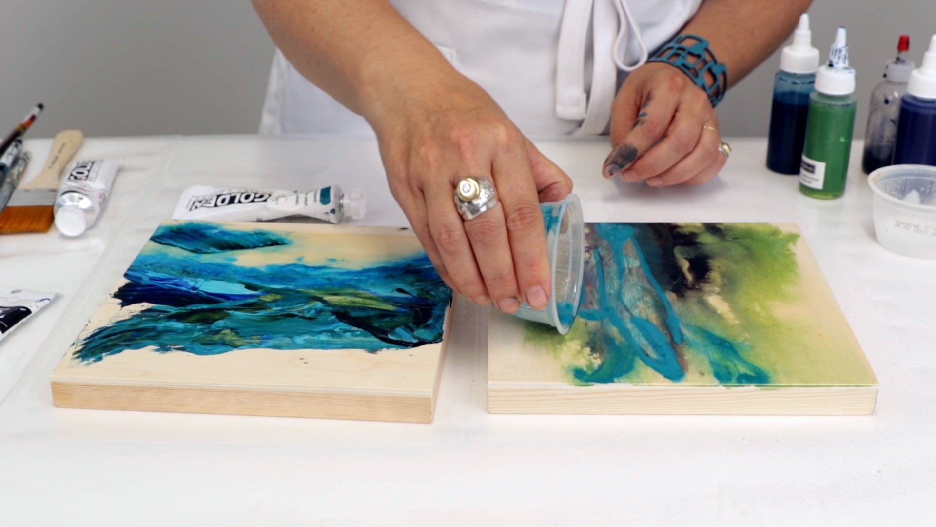 how to paint a mixed media piece with resin