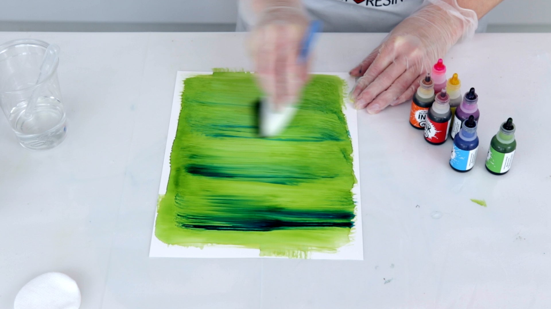 use green and blue alcohol ink to create an interesting wash on yupo paper