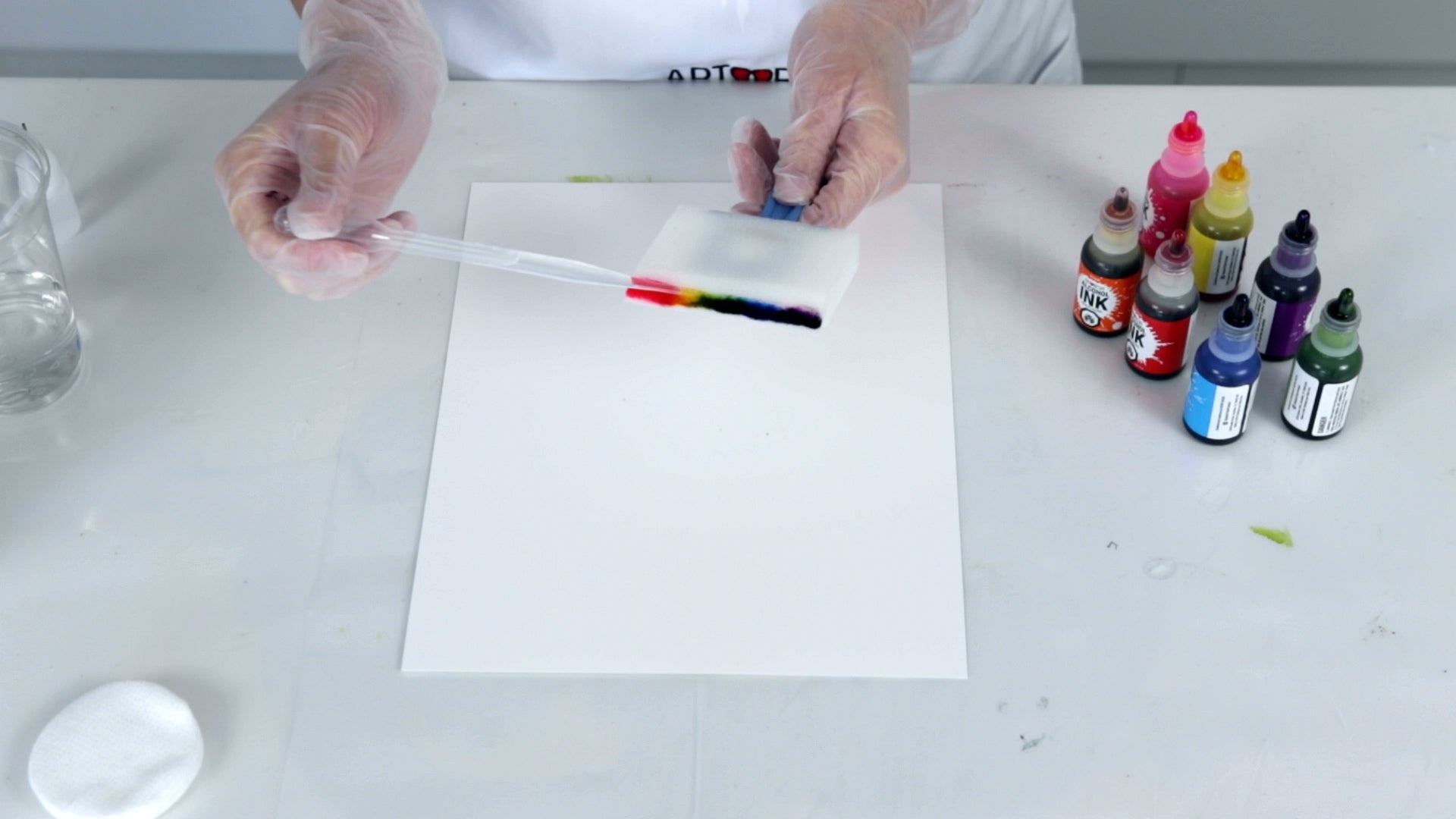 soak the foam brush with isopropyl alcohol to help the ink flow