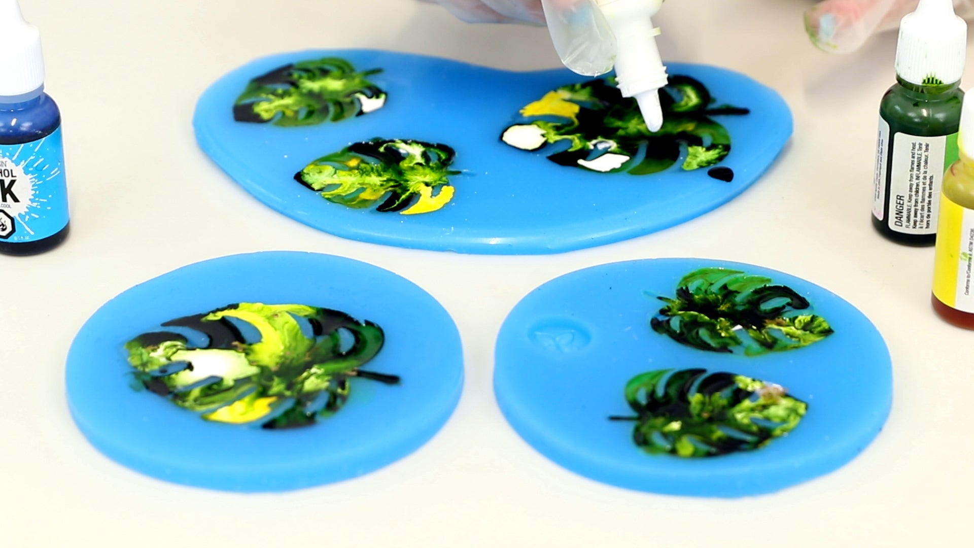 add a little more white alcohol ink to dark spots
