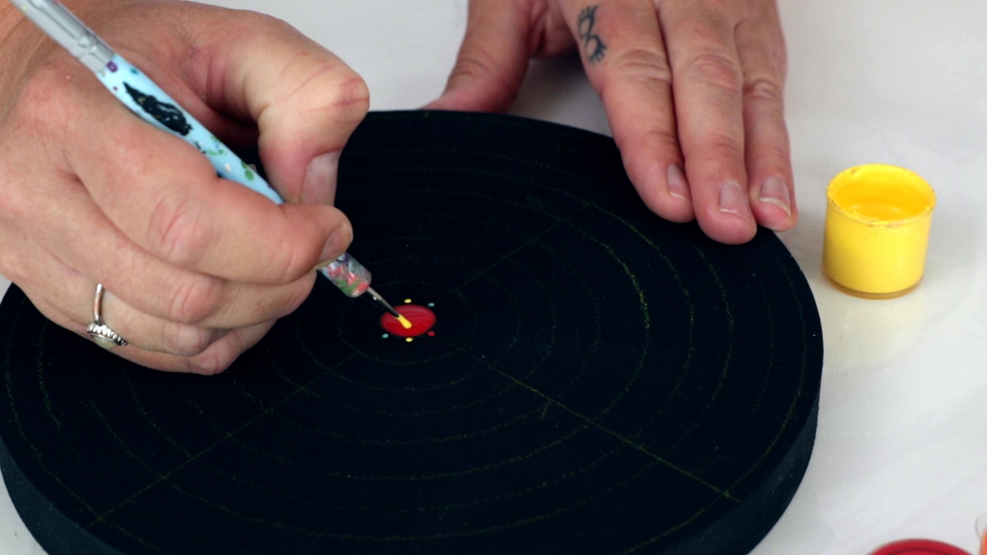 apply north and south pole dots to mandala art design