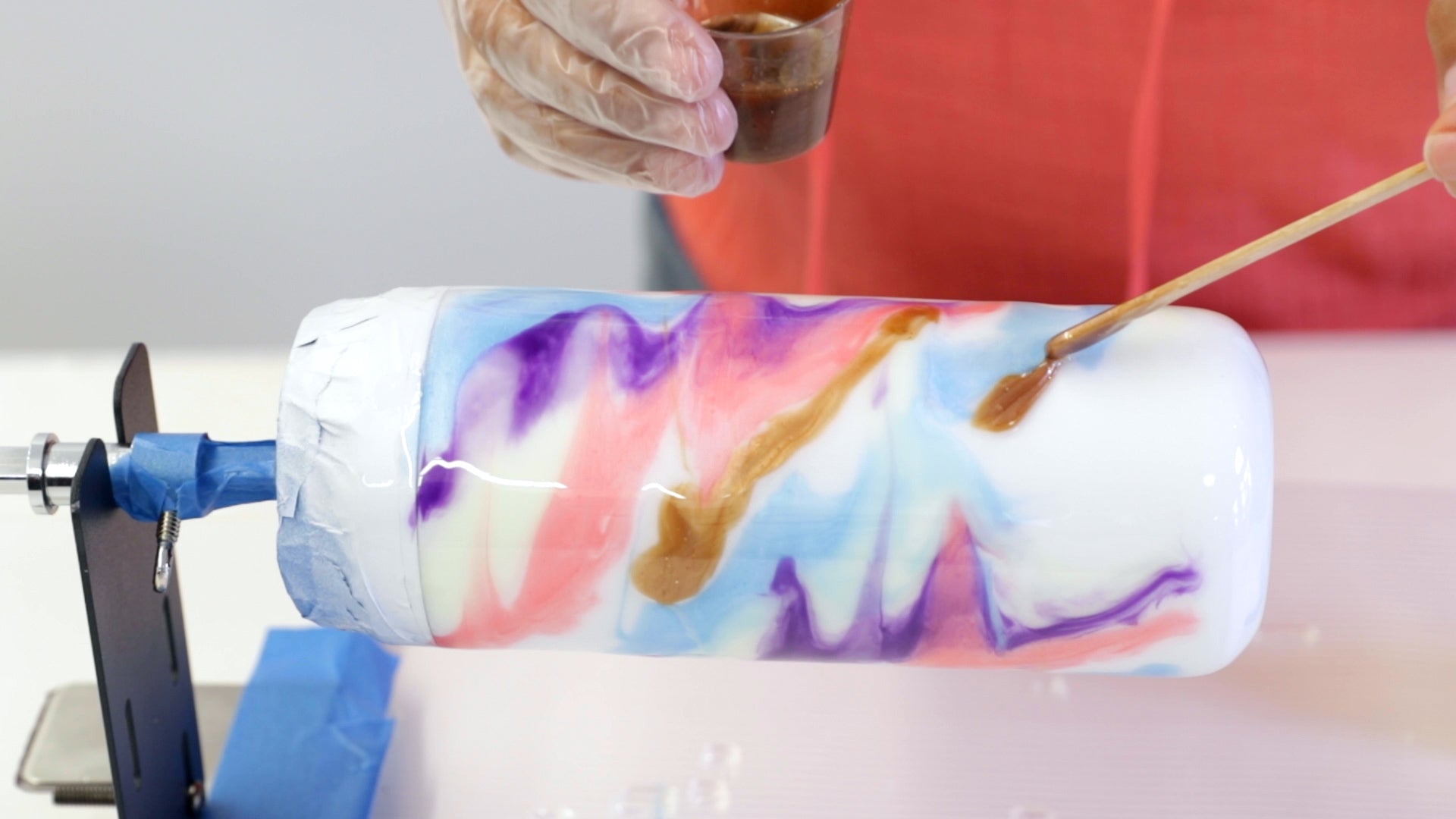 Make A Resin Tumbler - clear resin will help the tinted resin to blend