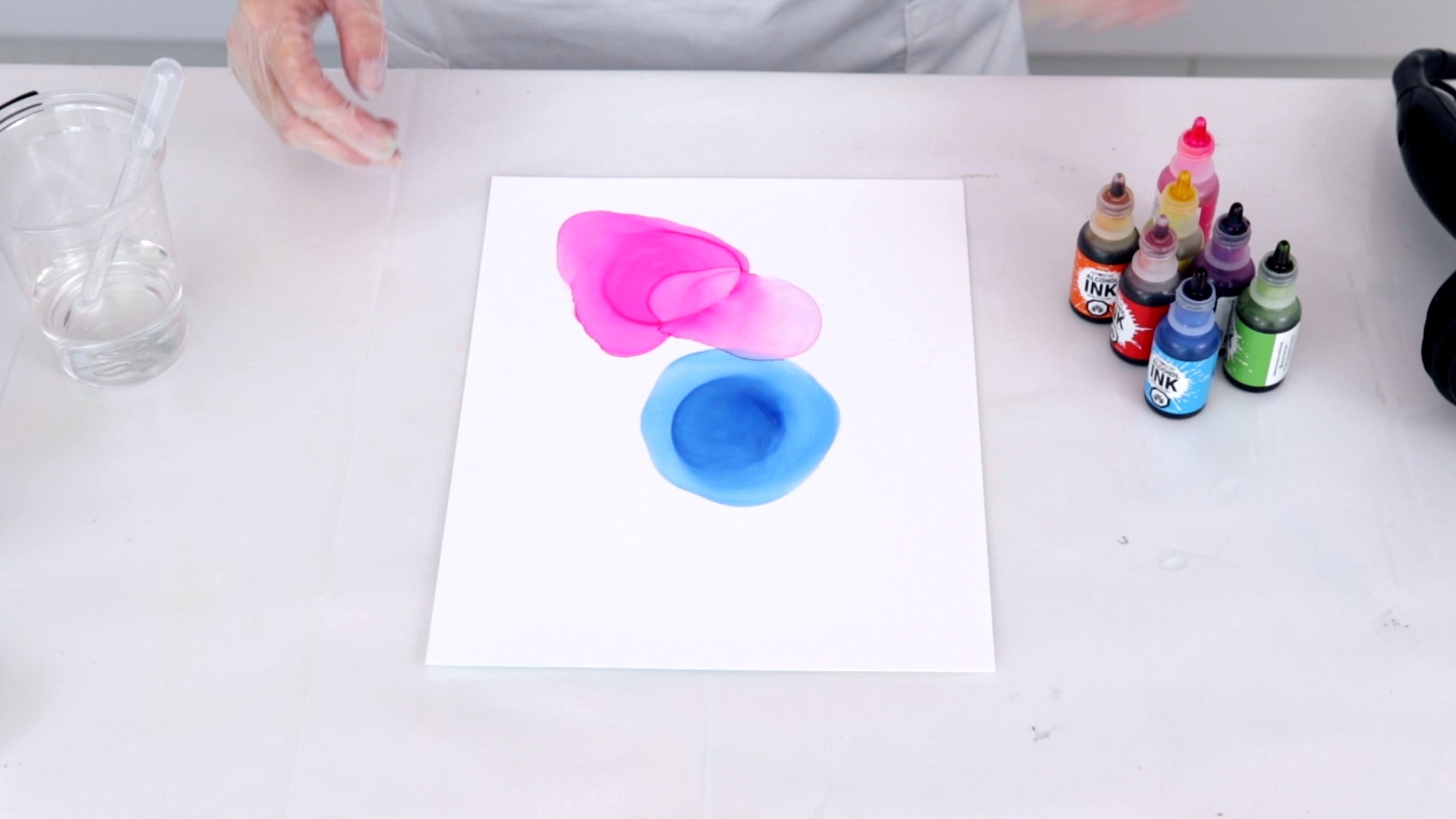 how to create a ring effect using alcohol ink on yupo with a hair dryer