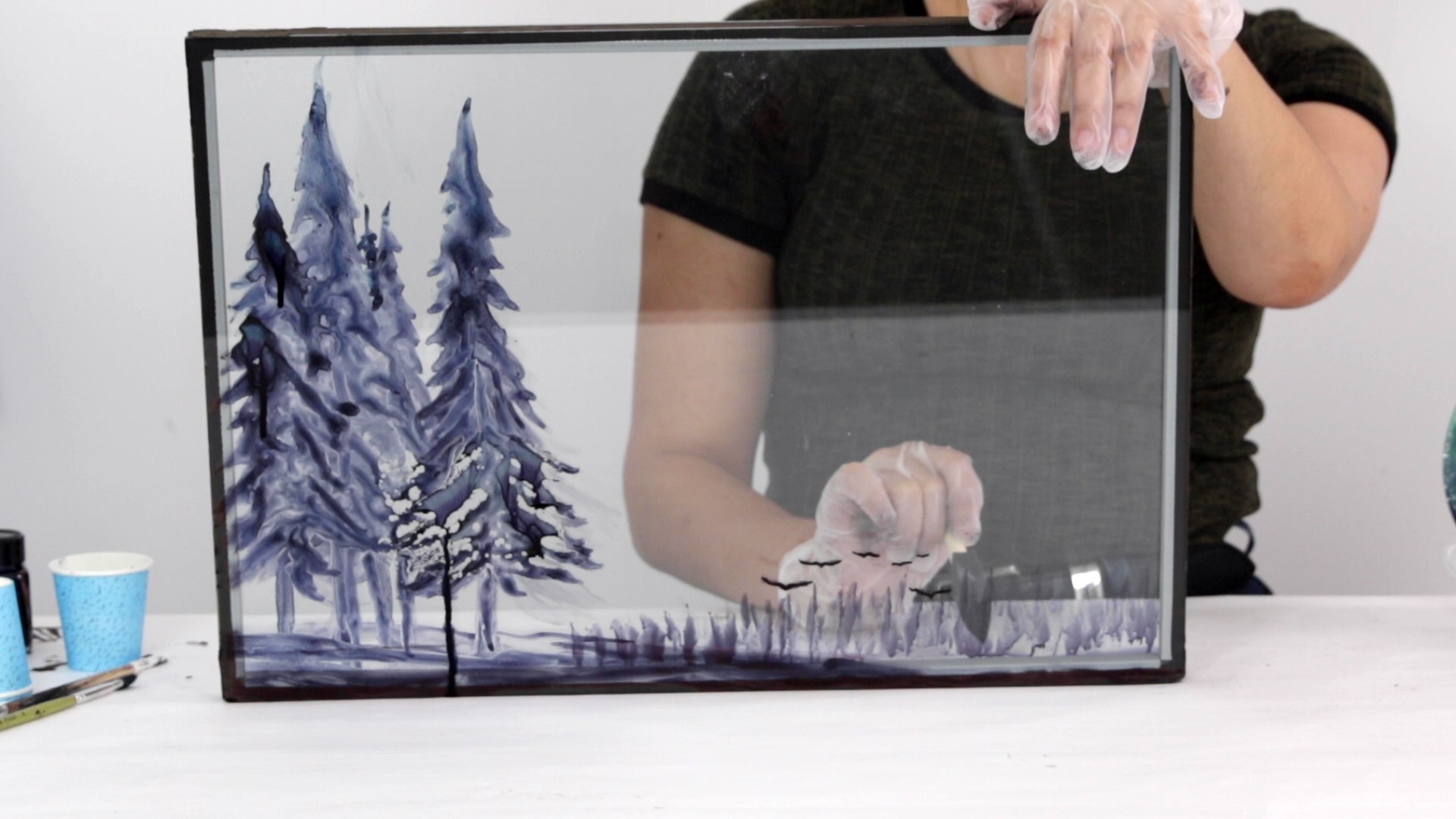 Resin Window Painting - paint the middle ground and background