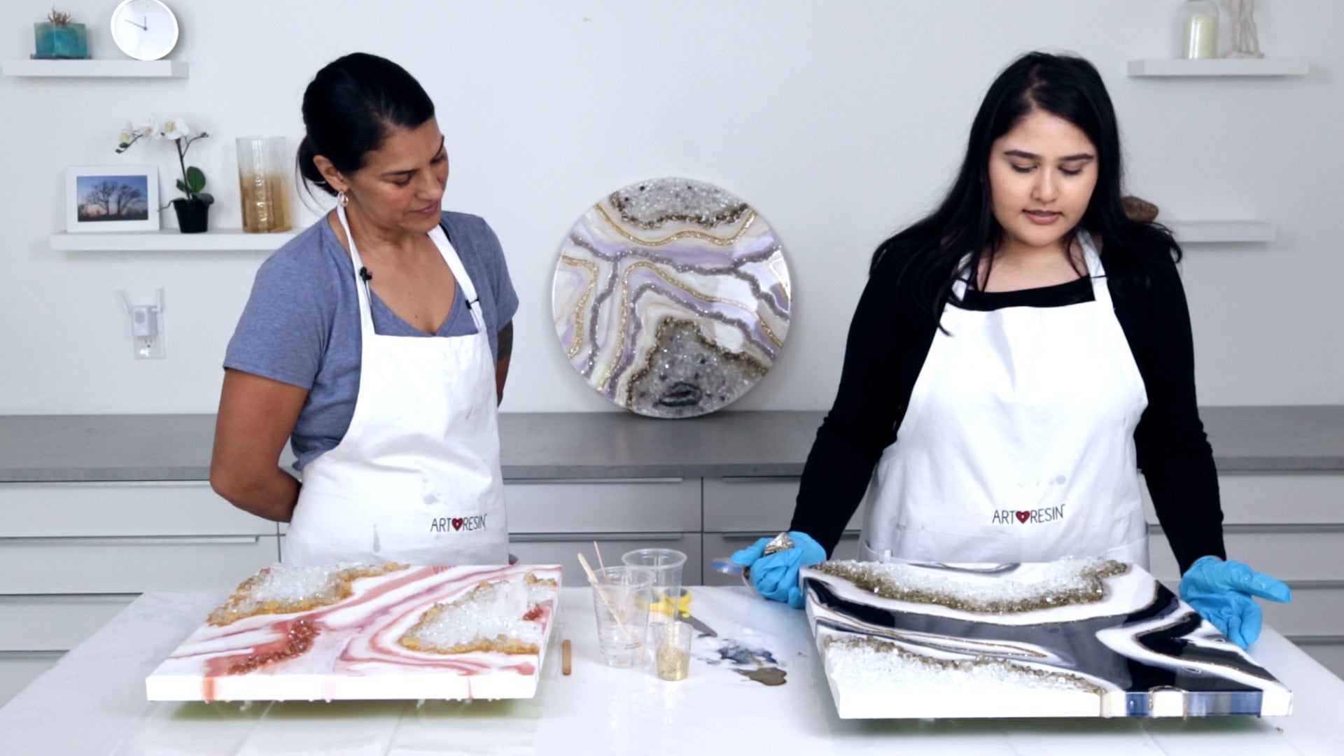 take an overall bird's eye view of resin geode art to look for areas that need highlight