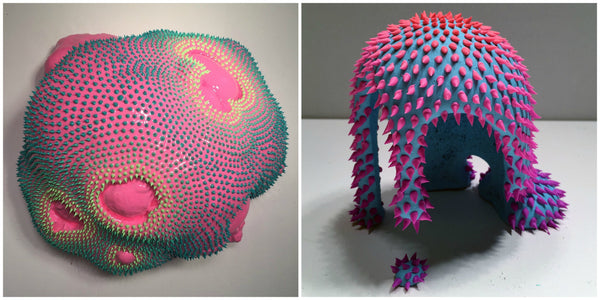 brightly colored blobs and drip sculptures