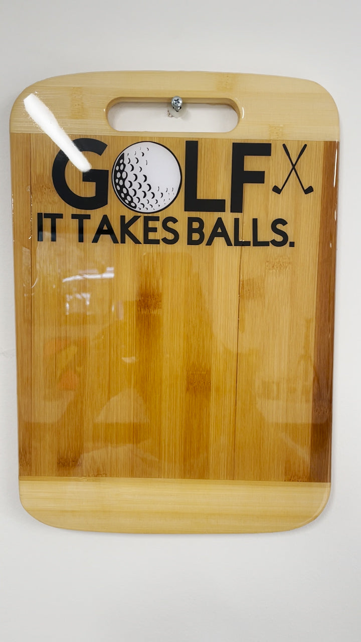 cricut personalized golf serving board made with epoxy resin