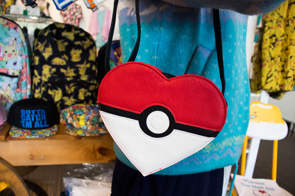 Pokemon Pokeball Heart-Shaped Crossbody Purse