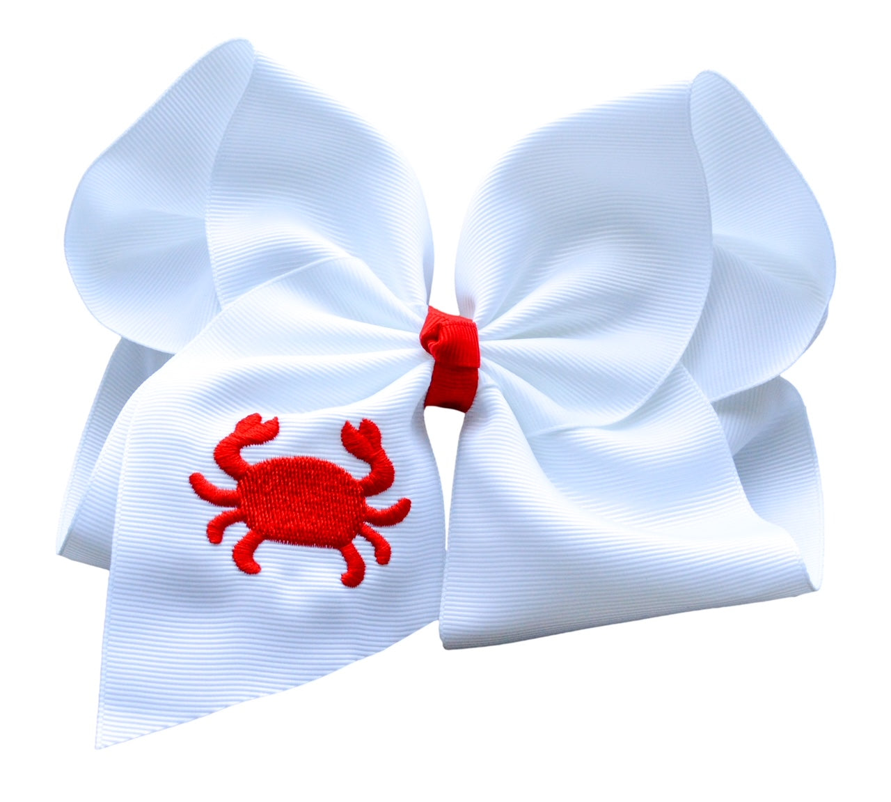 Crab Embroidered Bow
