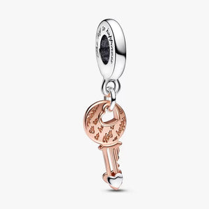 Two-tone key & Sliding Heart Dangle Charm - Your Moments_Aso