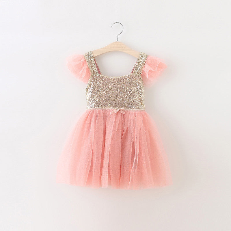 pink and gold infant dress