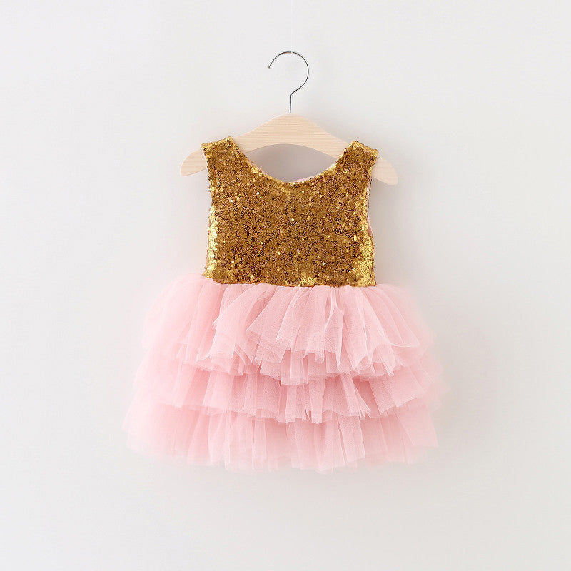 pink and gold baby dress