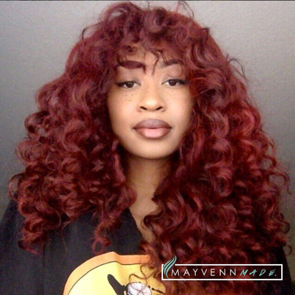 burgundy hair on dark skin