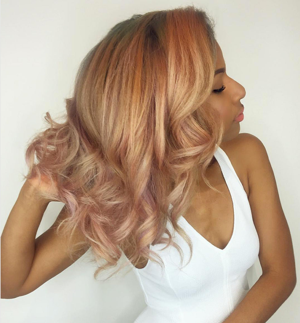 rose gold hair on black girl