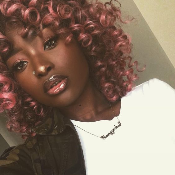 rose gold hair on black girl