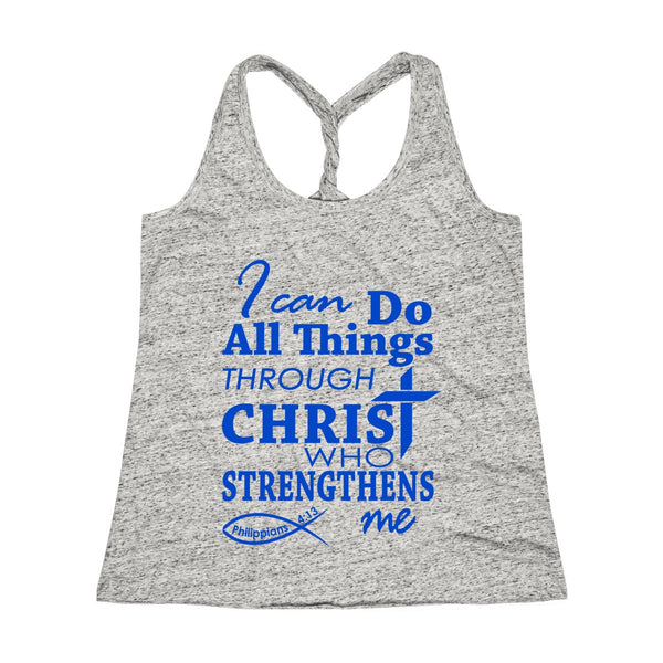 I Can Do All Things Through Christ Bible Verse Workout Twist Back Tank ...