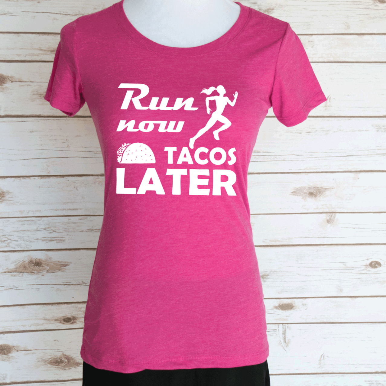 Run Now Tacos Later T Shirt Funny Running Quote Scoop Neck Tee