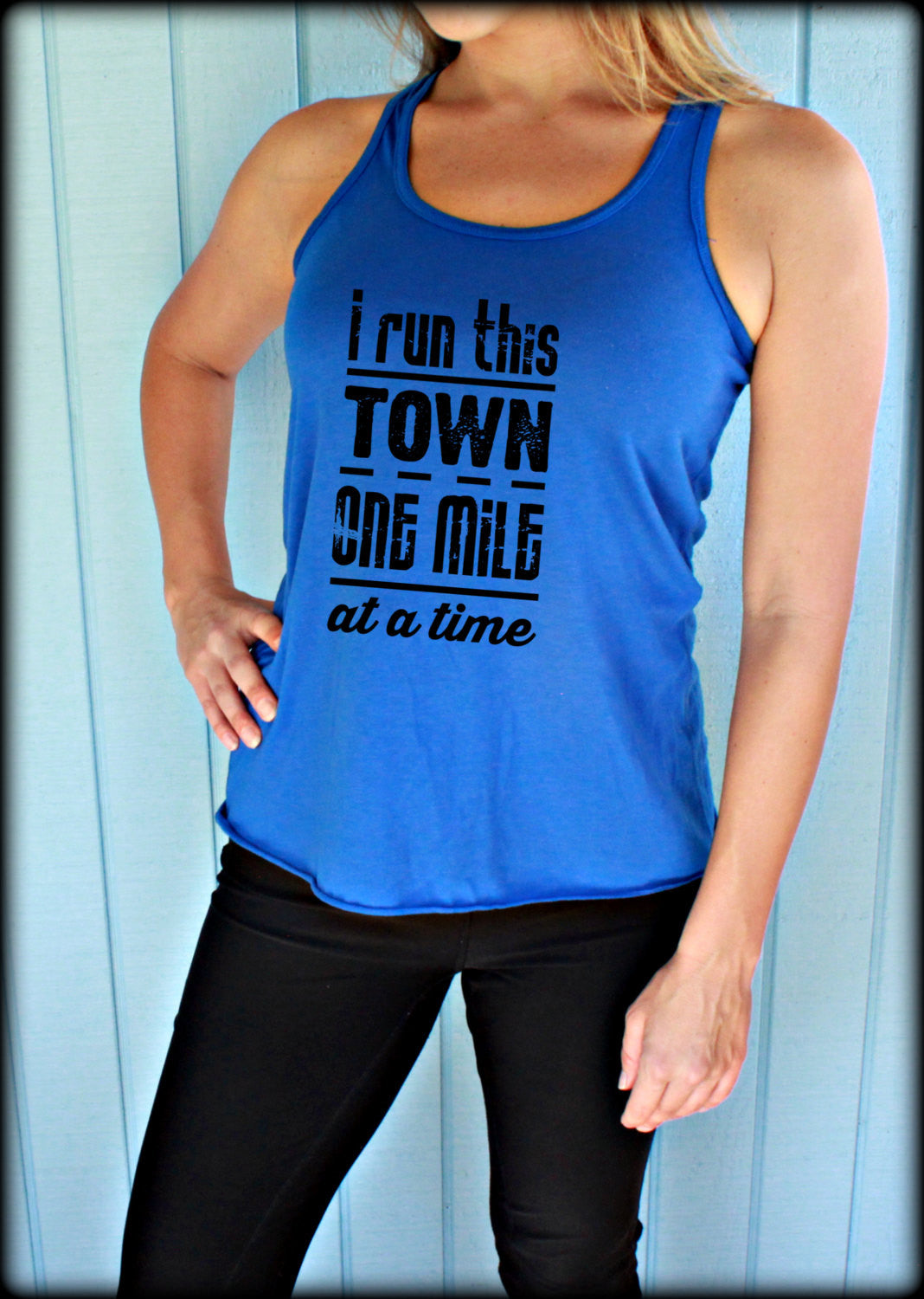 Womens Flowy Running Tank Top I Run This Town One Mile At A Time Mot Warrior Girl Shop