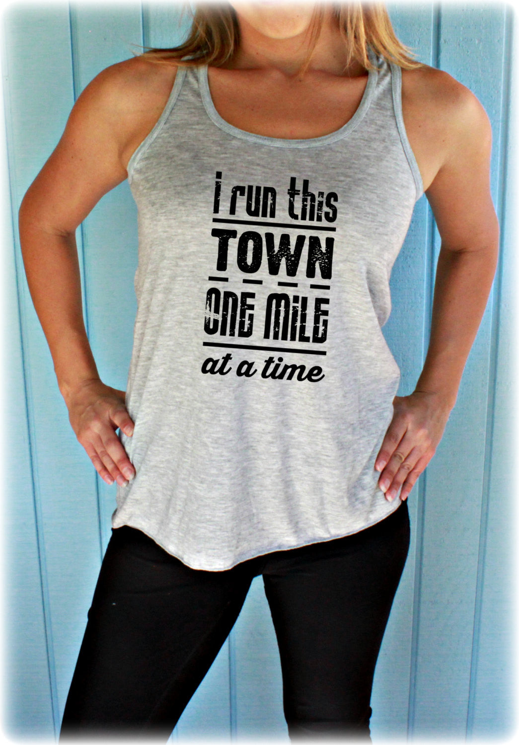 Womens Flowy Running Tank Top I Run This Town One Mile At A Time Mot Warrior Girl Shop