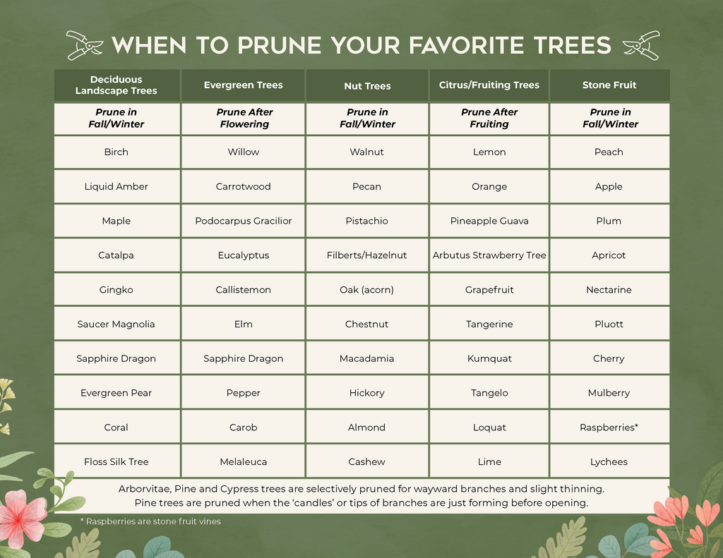 Tree Pruning Chart
