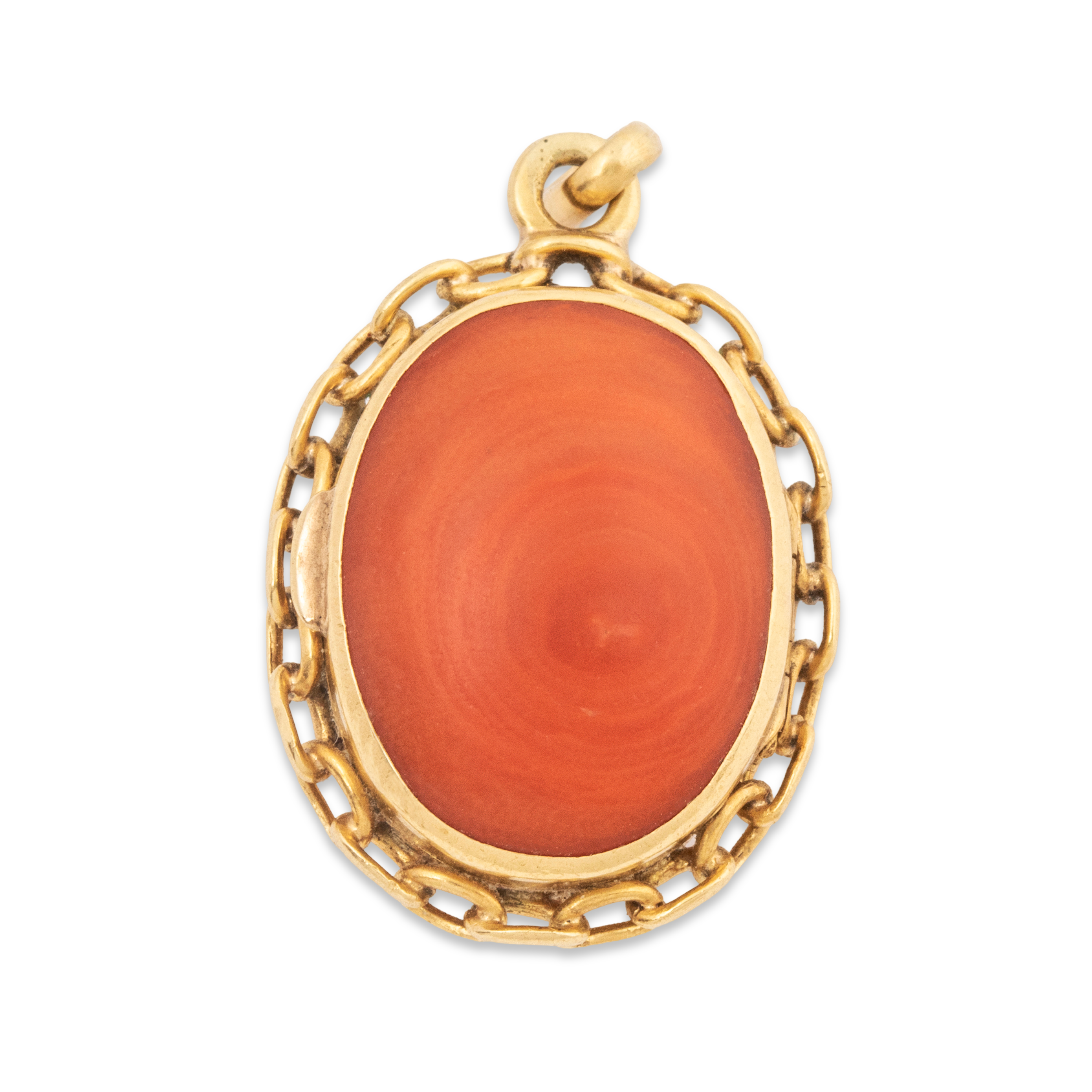 Rare Antique 18k Yellow Gold 11.44cttw Coral Double Sided Locket Pendant - Abbott  Oaks product image