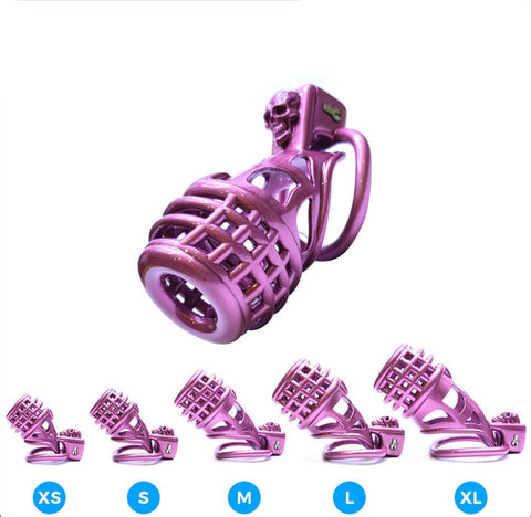 Cage de chasteté violette imprimée en 3D avec 2 anneaux péniens - KeepMeLocked