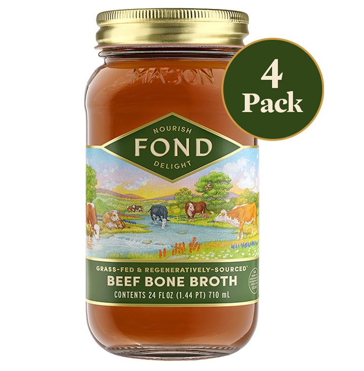 Regenerative Beef Bone Broth - Unflavored - 4 Jars - FOND Wholesale product image