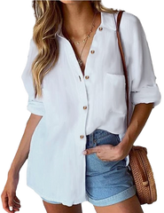 Hotouch Womens Cotton Button Down Shirt