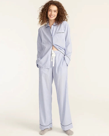 J. Crew End-on-end cotton long-sleeve pajama set