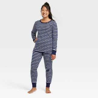 Target Women's Striped 100% Cotton Matching Family Pajama Set - Navy