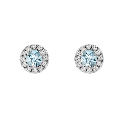 Aquamarine & Diamond Stud Earrings