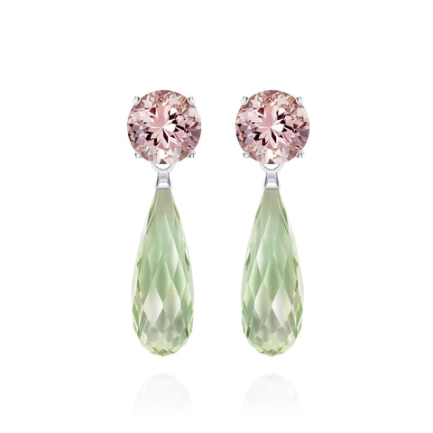 Green Amethyst and Morganite Drop Earrings by Augustine Jewels