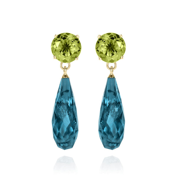 Como Teal Topaz & Peridot Drop Earrings