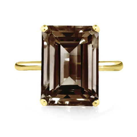 South of France Yellow Gold Smoky Quartz Ring