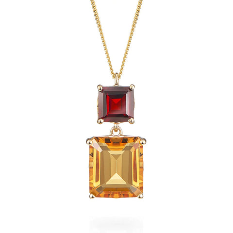 Octagon Andalusian Garnet & Citrine Necklace