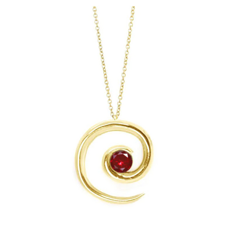 Ruby Spiral Necklace in Yellow Gold by Augustine Jewels