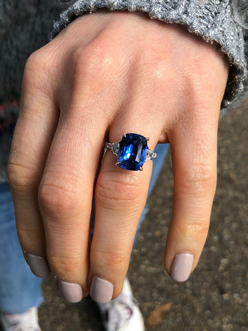 A bespoke Sapphire and Diamond Platinum Ring by Augustine Jewels