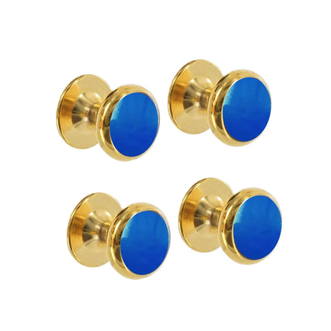 Yellow Gold Plated Blue Agate Shirt Studs