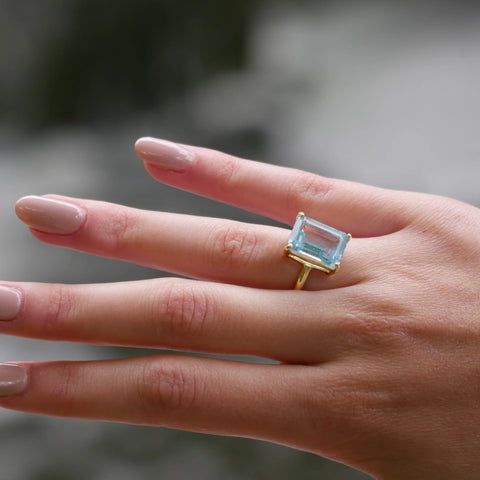 South of France Sky Blue Topaz Yellow Gold Ring