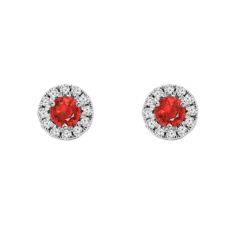 Ruby Halo Birthstone Earrings