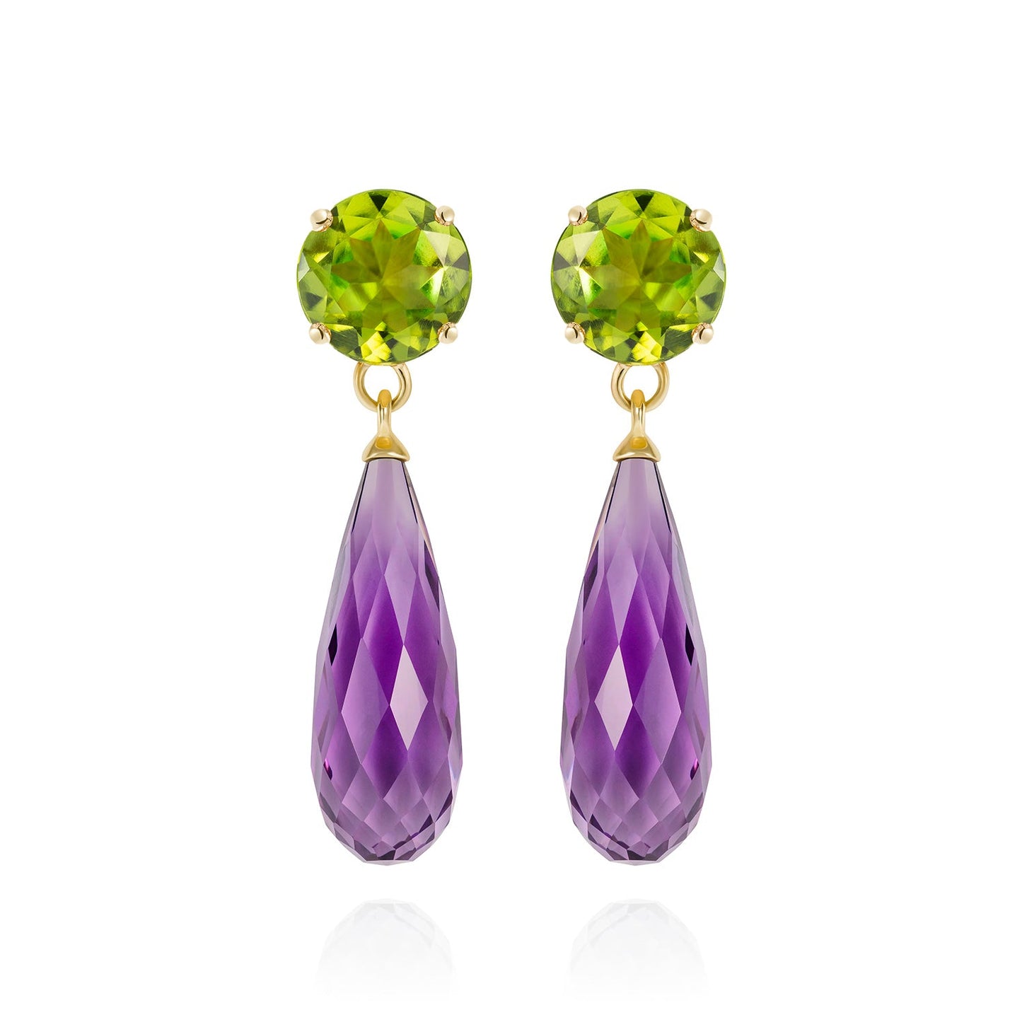 14K Yellow Gold Amethyst Earrings 1.47 Carats - Moriartys Gem Art