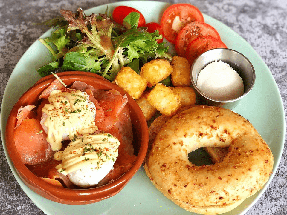 Onion Bagel and Smoked Salmon by Chock Full of Beans 